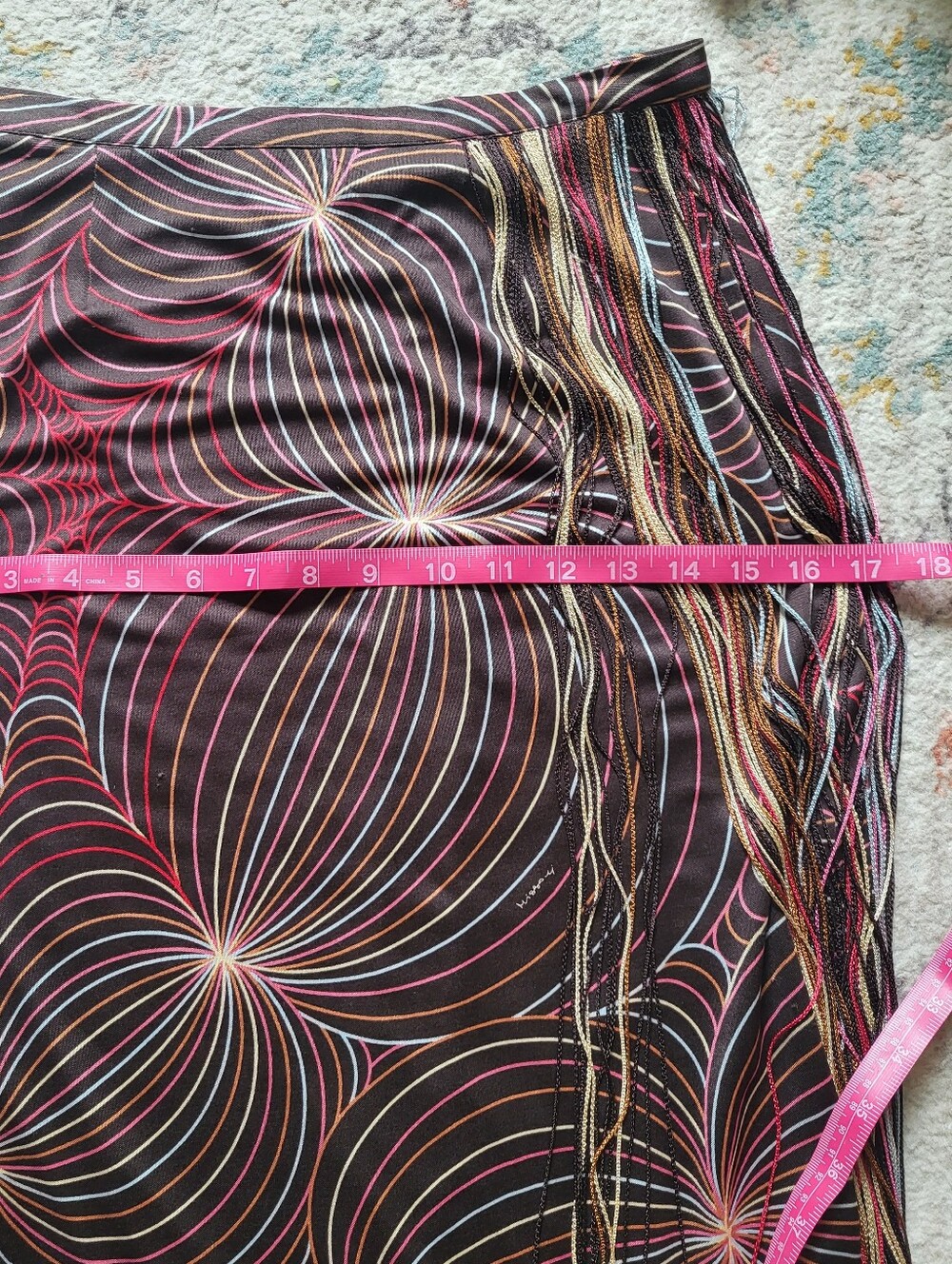 Rare Vintage Y2k 90s 100% Silk Shell Missoni Tassle Midi Skirt - Picture 9 of 10